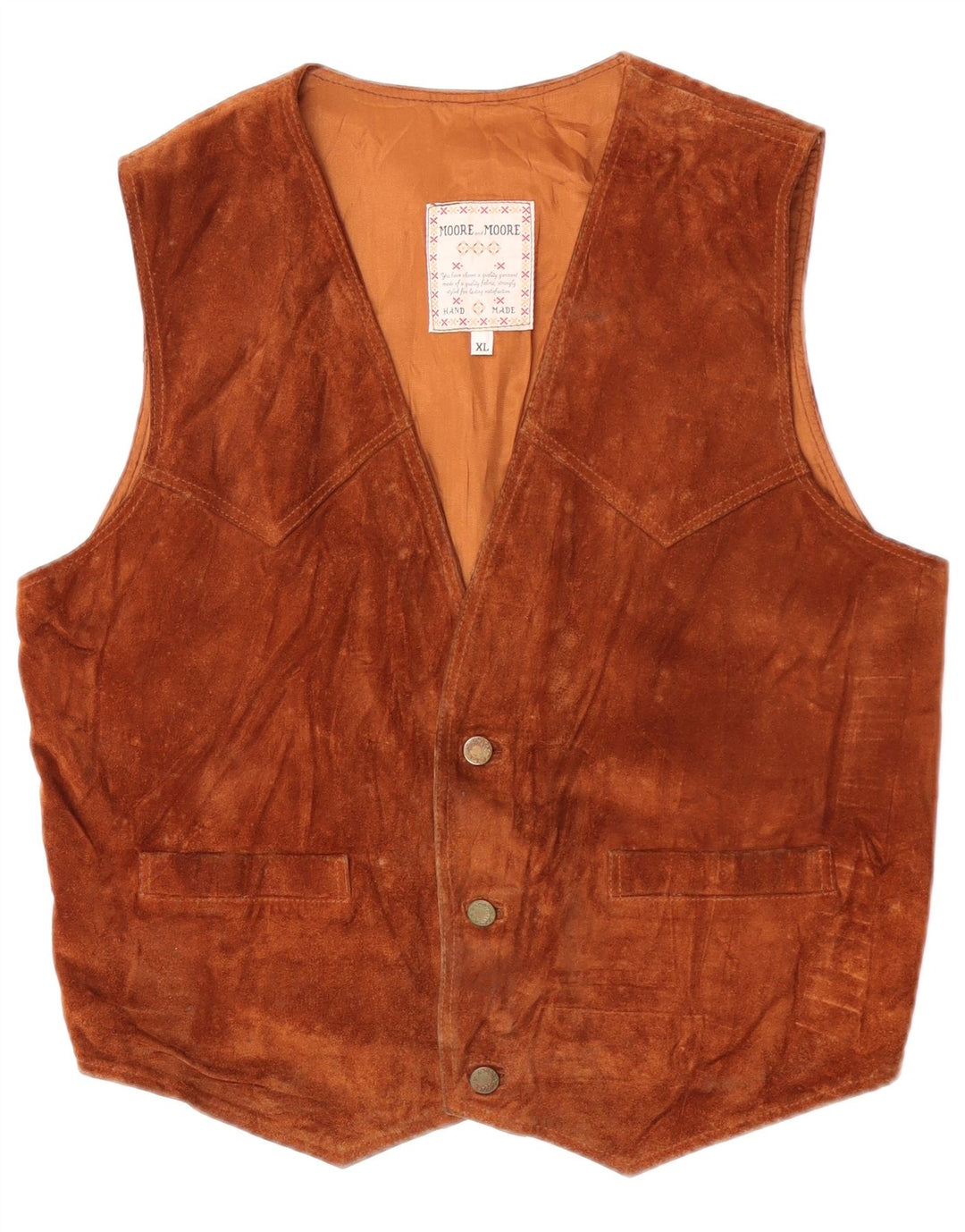 Chaleco vintage de ante para hombre XL Marrón