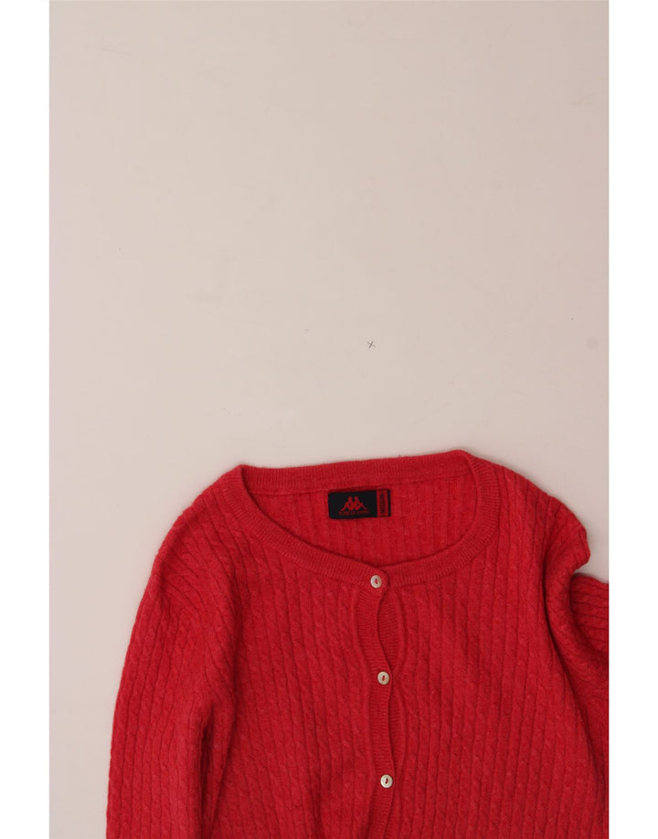 KAPPA Womens Cardigan Sweater UK 14 Medium Red Vintage Kappa and Second-Hand Kappa from Messina Hembry 
