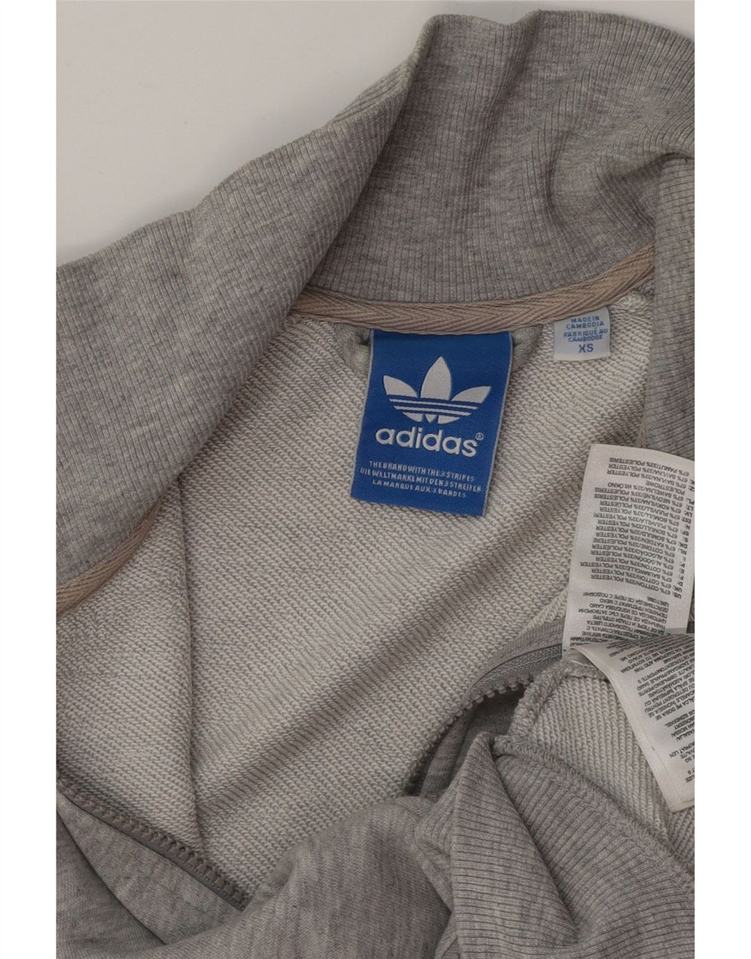 ADIDAS Chaqueta superior de chándal con gráfico extragrande para mujer UK 6 XS Algodón gris