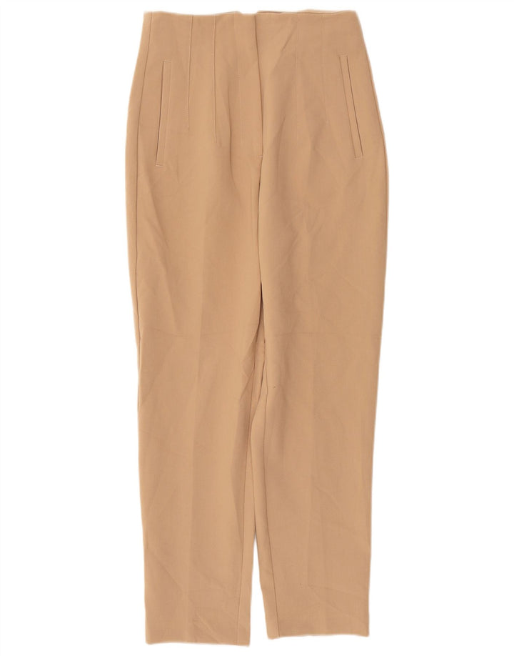 Zara Mujer Pantalón Chino Tapered Pequeño W26 L26 Poliéster Beige