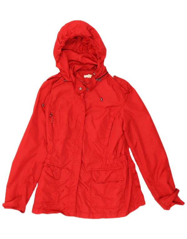 Zara Chaqueta de lluvia militar con capucha para mujer UK 44 Large Nylon rojo
