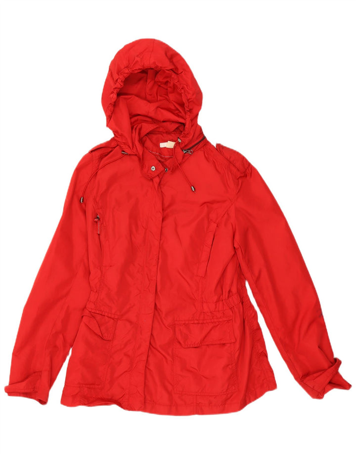 Zara Chaqueta de lluvia militar con capucha para mujer UK 44 Large Nylon rojo