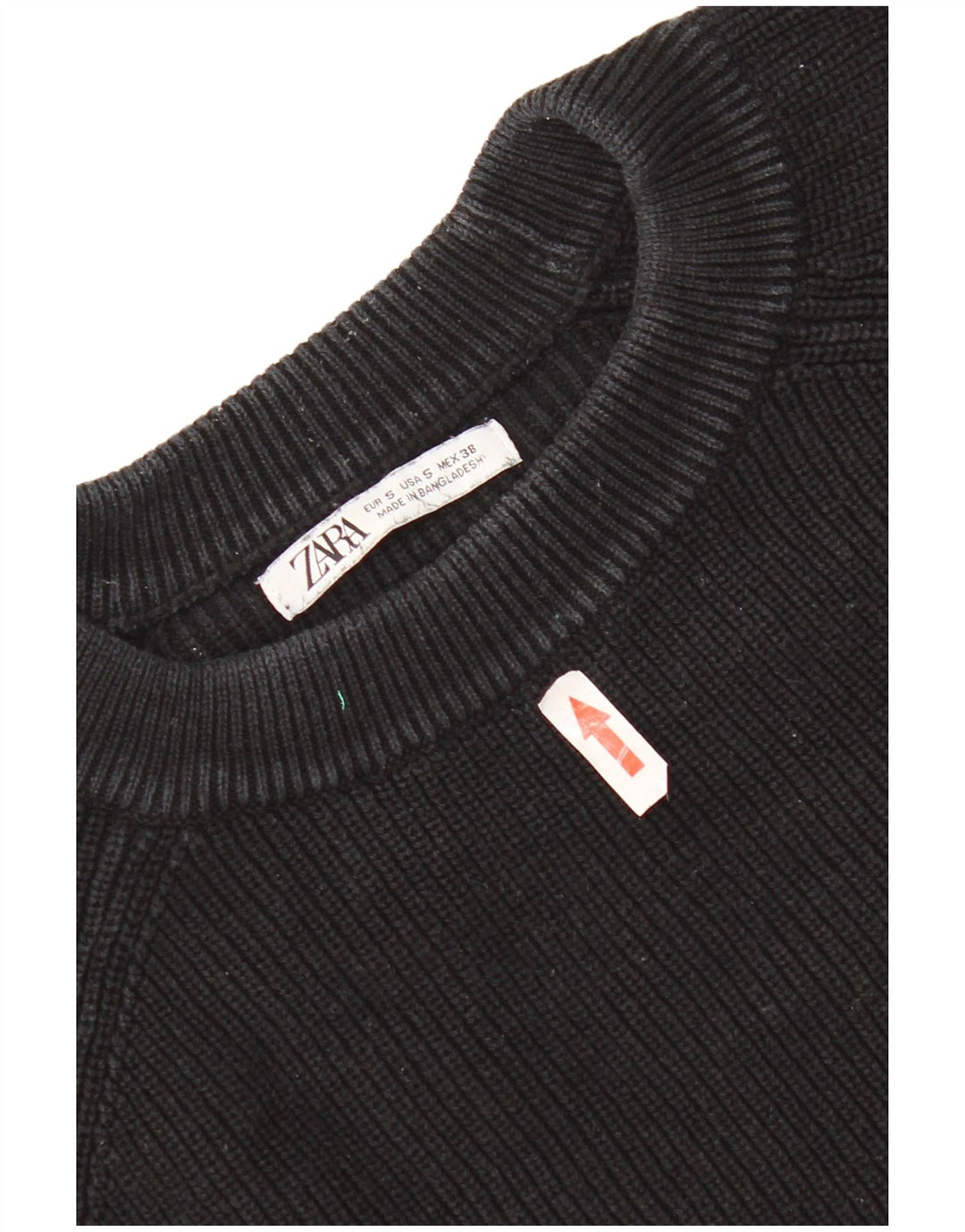 Zara Hombre Jersey Cuello Redondo Jersey Pequeño Algodón Negro