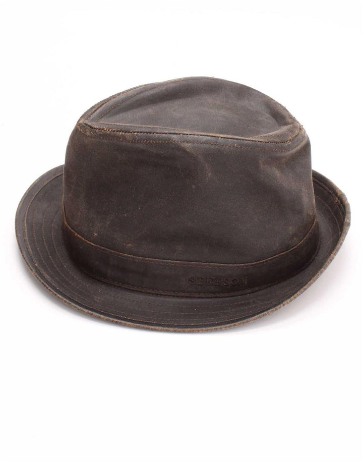 Stetson Sombrero Fedora de Algodón Encerado para Hombre Algodón Marrón Medio