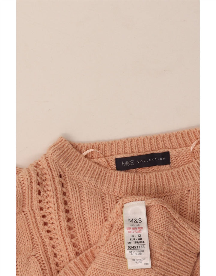 MARKS & SPENCER Jersey de cuello redondo para mujer UK 12 Algodón rosa medio