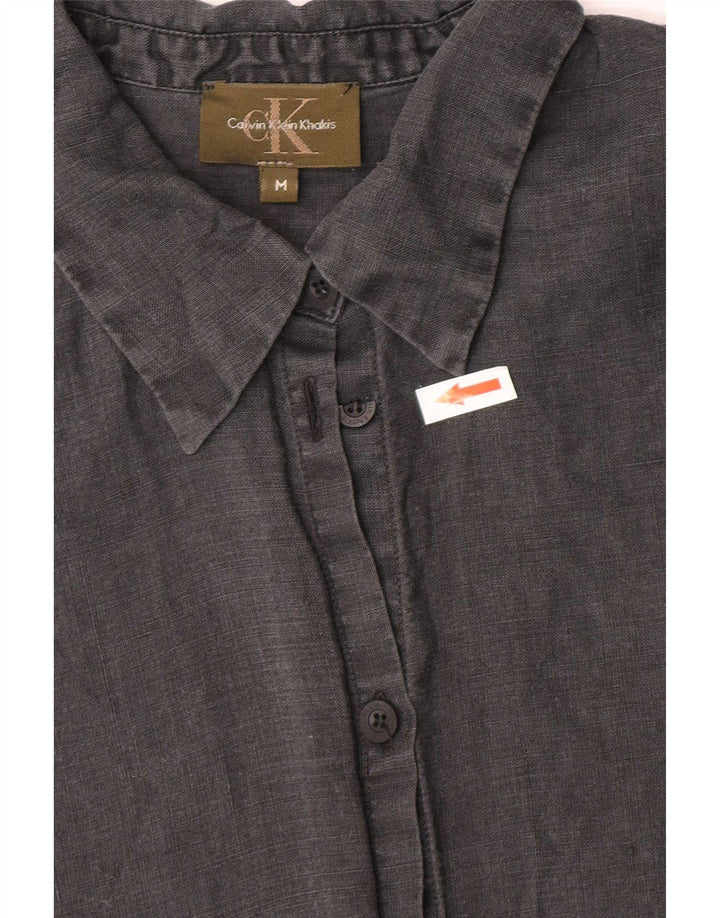 Calvin Klein Camisa caqui para mujer Reino Unido 12 Lino gris medio