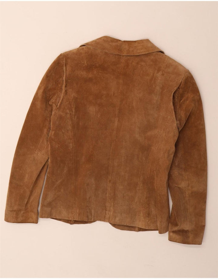 Cortefiel Chaqueta Blazer de Ante de 5 Botones para Mujer UK 44 Cuero Marrón Medio