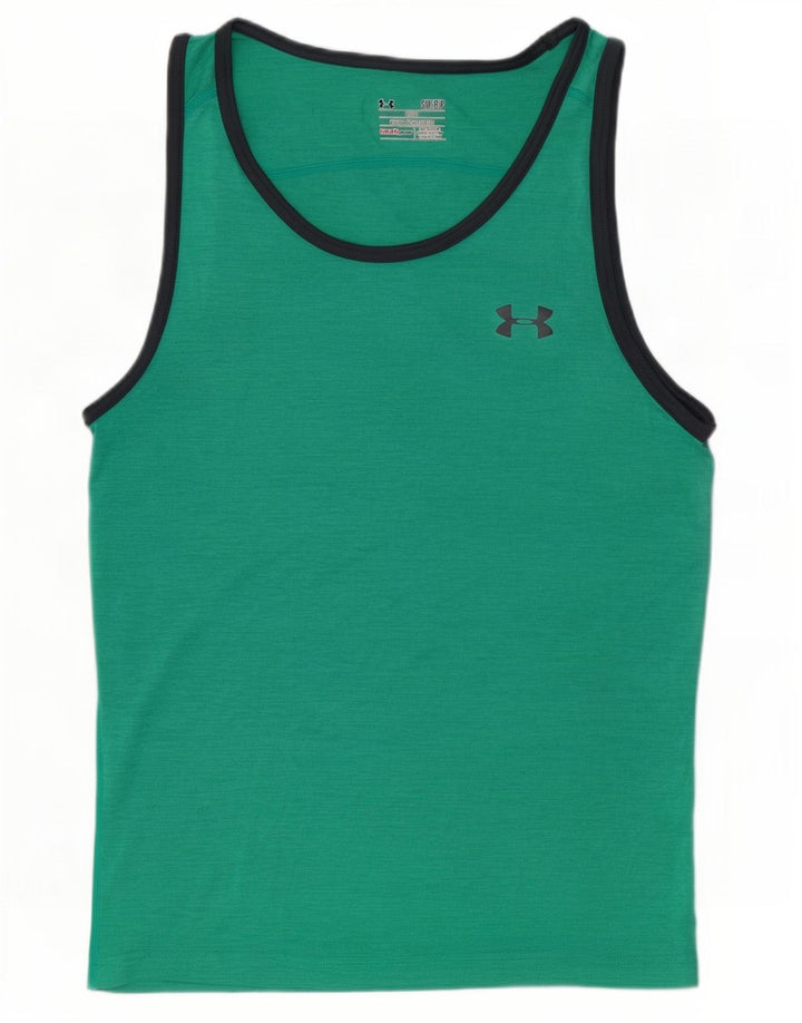 Under Armour Camiseta sin mangas Heat Gear para hombre, talla pequeña, verde
