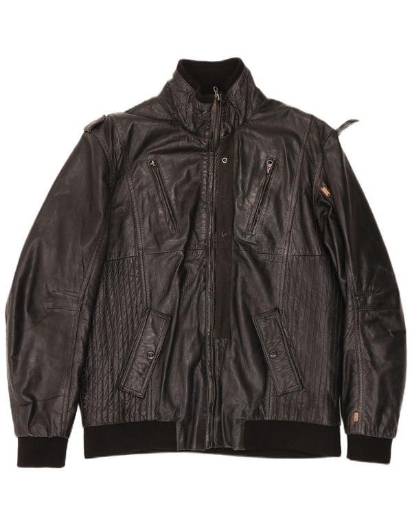Vintage Mens Leather Jacket UK 42 XL Black Leather