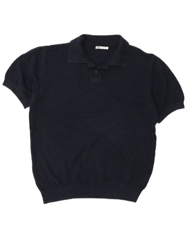 Zara Polo Hombre Azul Marino Mediano