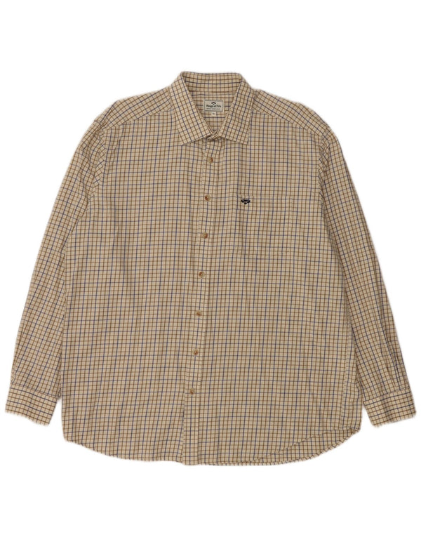 Hoggs Of Fife Mens Shirt XL Beige Check Cotton