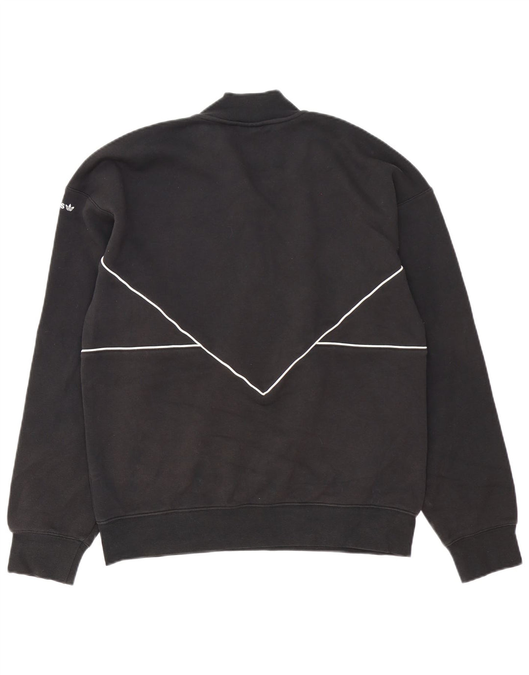 Adidas Hombre Zip Neck Sudadera Jumper Medium Negro Algodón