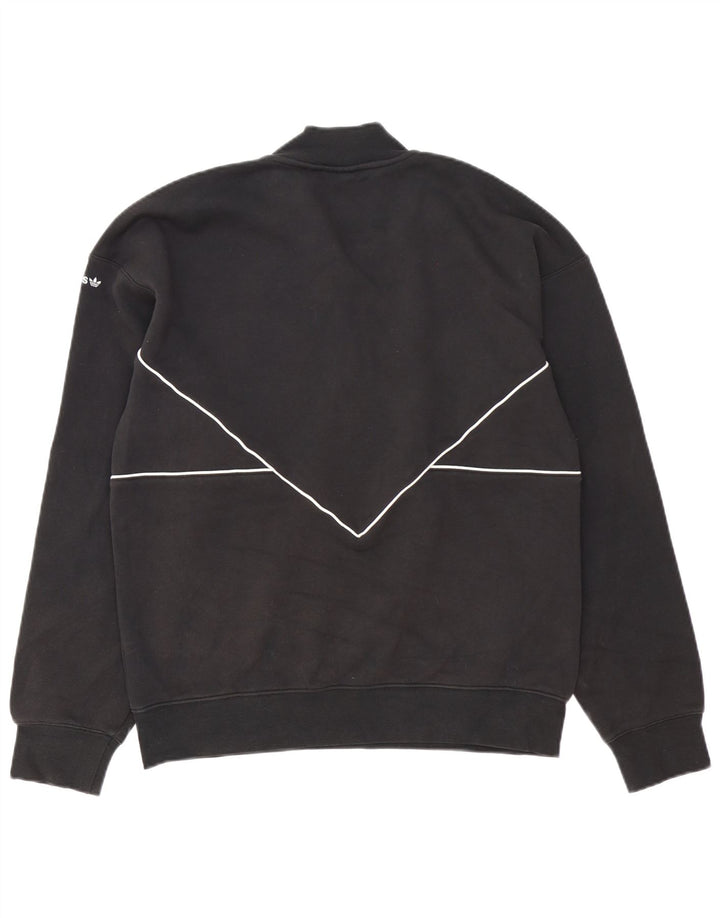 Adidas Hombre Zip Neck Sudadera Jumper Medium Negro Algodón