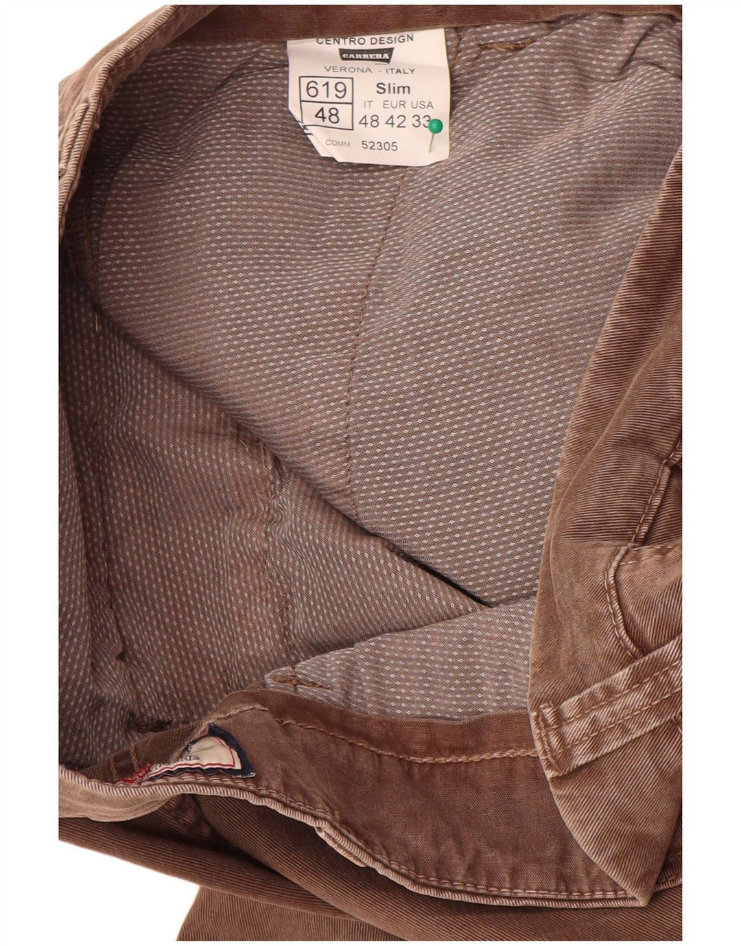 Carrera Pantalones cargo delgados para hombre IT 48 Medium W33 L32 Algodón marrón