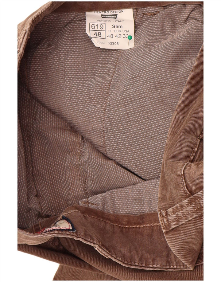 Carrera Pantalones cargo delgados para hombre IT 48 Medium W33 L32 Algodón marrón