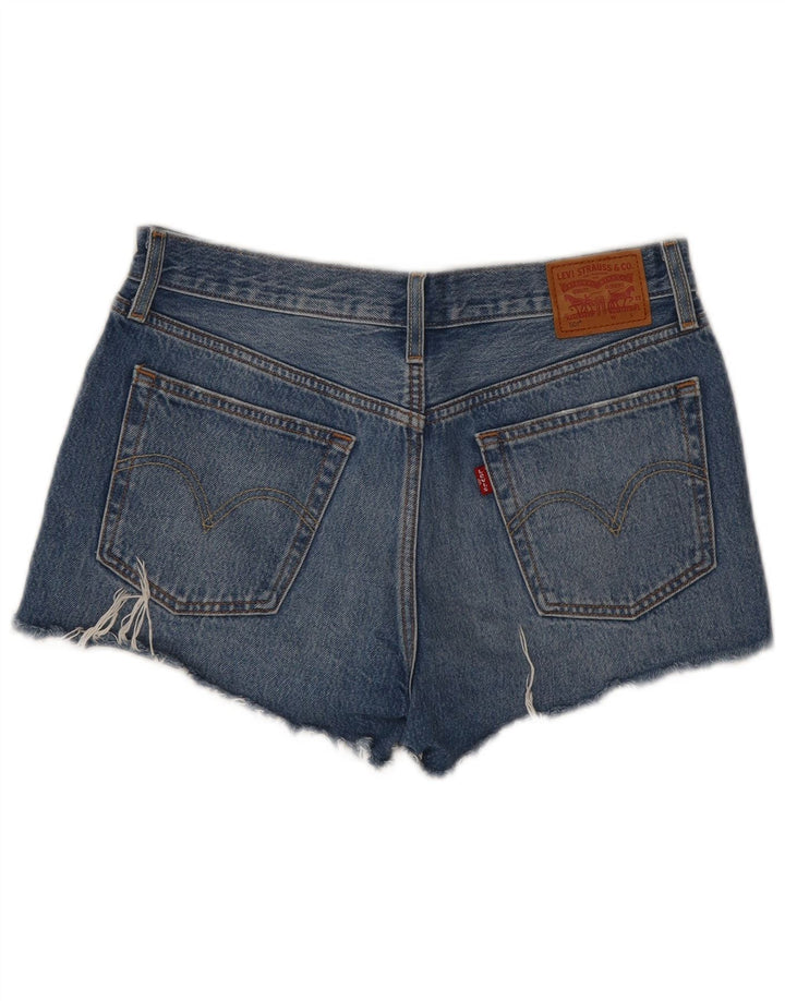 LEVI'S Pantalones cortos vaqueros desgastados 501 para mujer W28 Azul medio