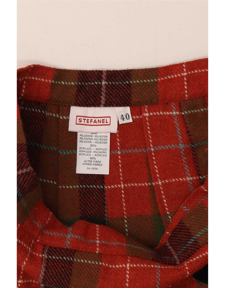 Stefanel Minifalda cruzada para mujer IT 40 Small W26 Poliéster a cuadros rojos