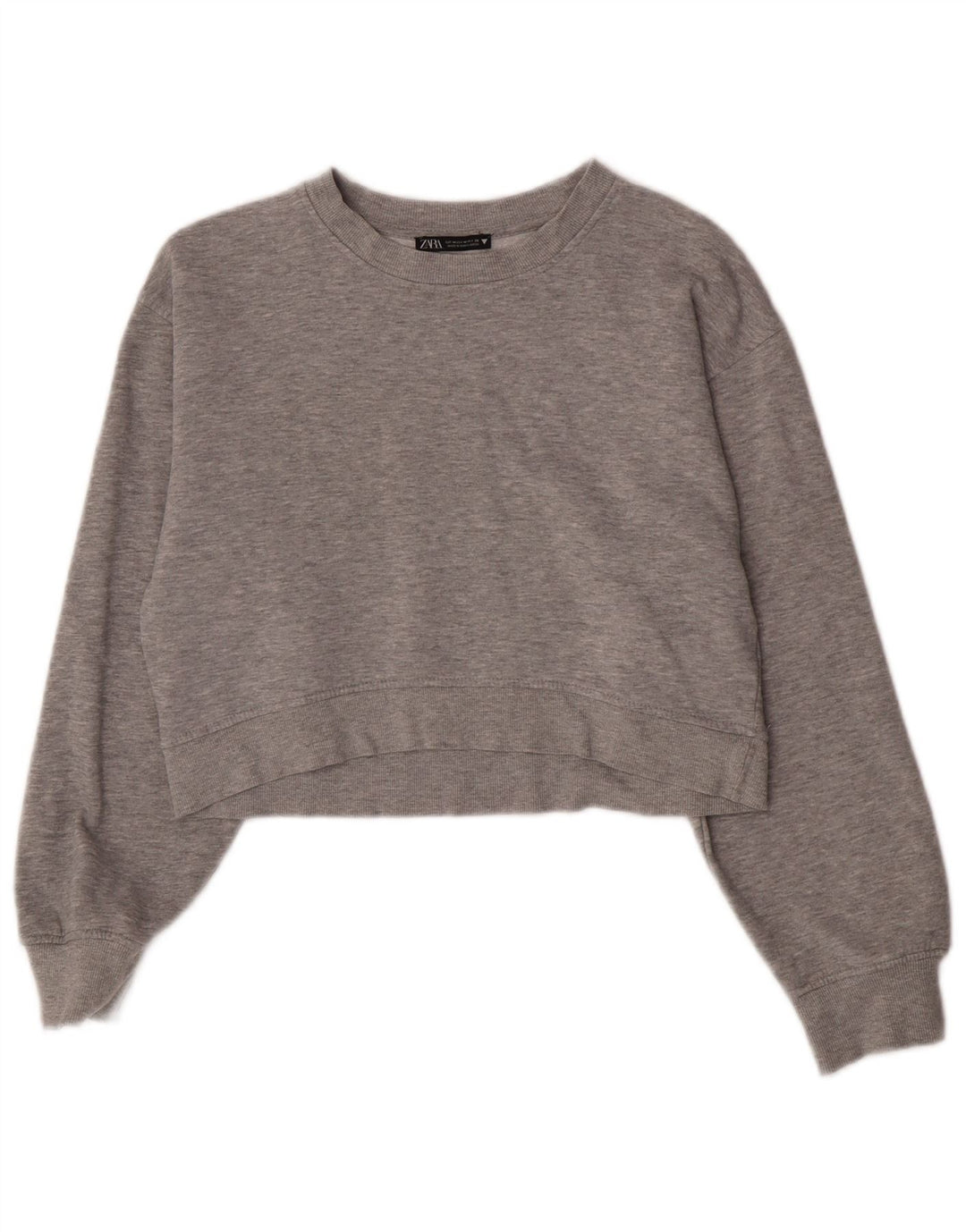 Zara Mujer Crop Sudadera Jumper UK 12 Gris Medio