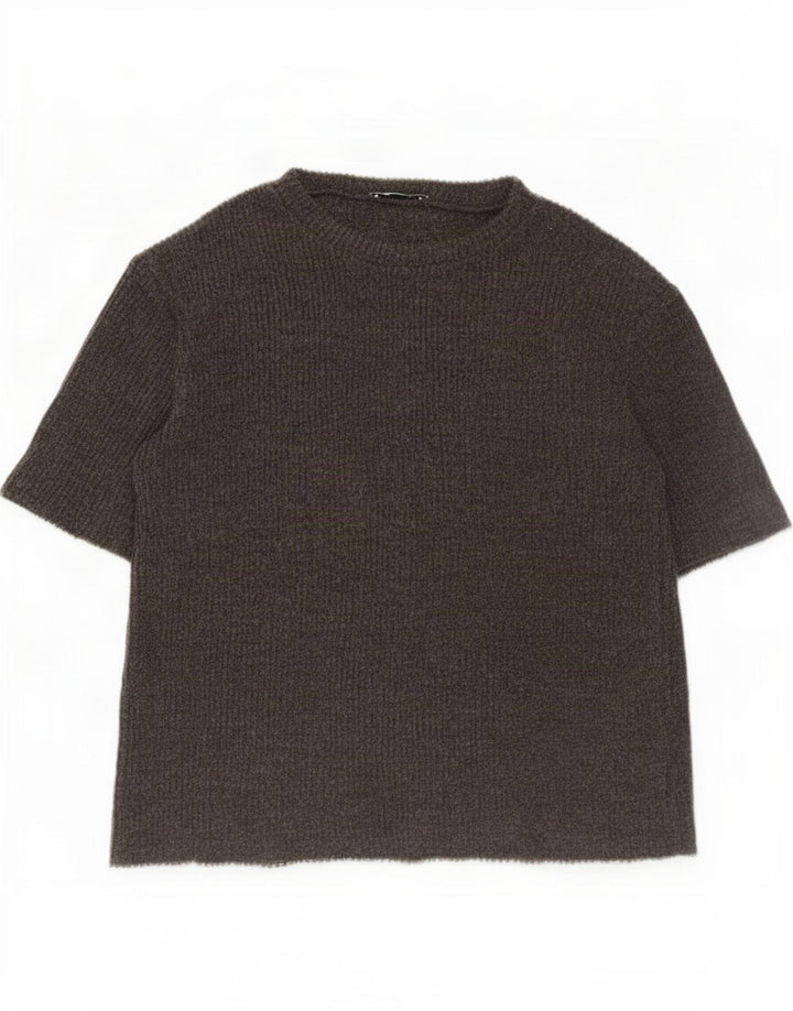 Zara Mujer Camiseta Extragrande Top UK 10 Small Gris