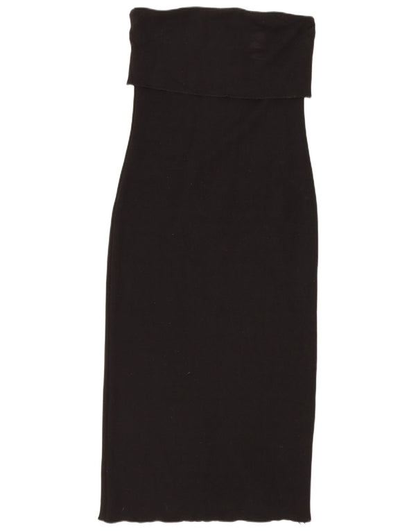 Zara Vestido Sin Tirantes Para Mujer UK 42 Medium Viscosa Negra