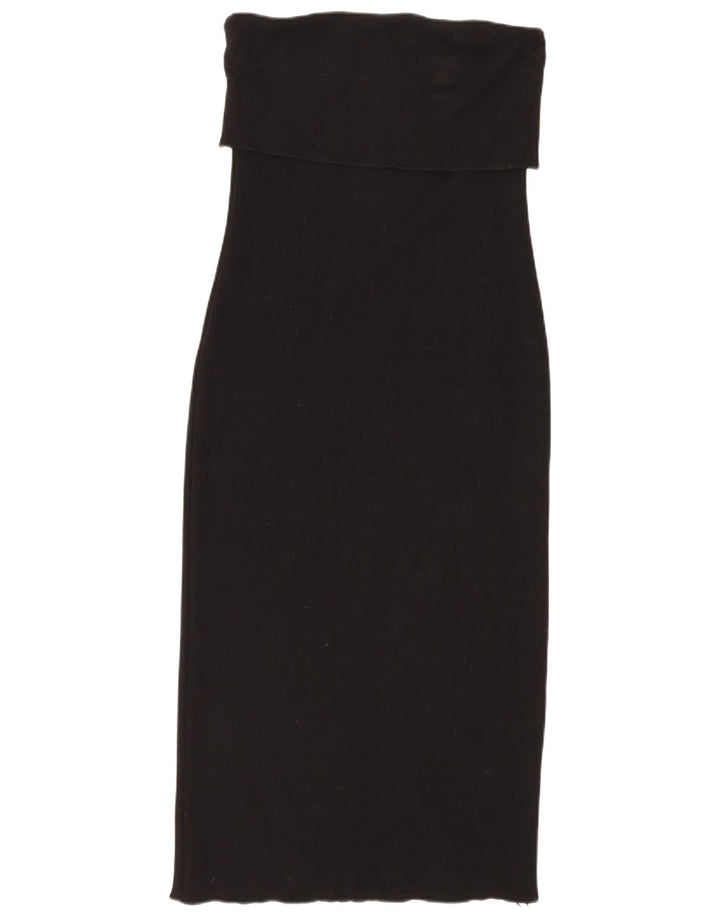 Zara Vestido Sin Tirantes Para Mujer UK 42 Medium Viscosa Negra