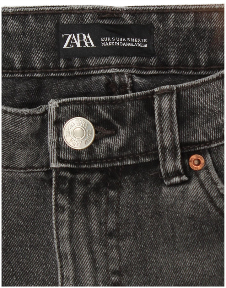 Zara Mujer Mini Falda Vaquera Pequeña W26 Algodón Negro