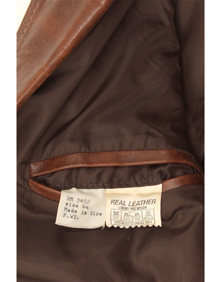 Vintage hombres 2 botones cuero Blazer chaqueta IT 44 XS cuero marrón