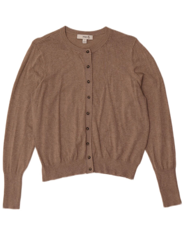 Marks & Spencer Suéter tipo cárdigan corto para mujer UK 46 Large Viscosa marrón