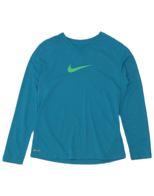 Nike Niñas Dri Fit Top Manga Larga 11-12 Años Grande Azul Poliéster
