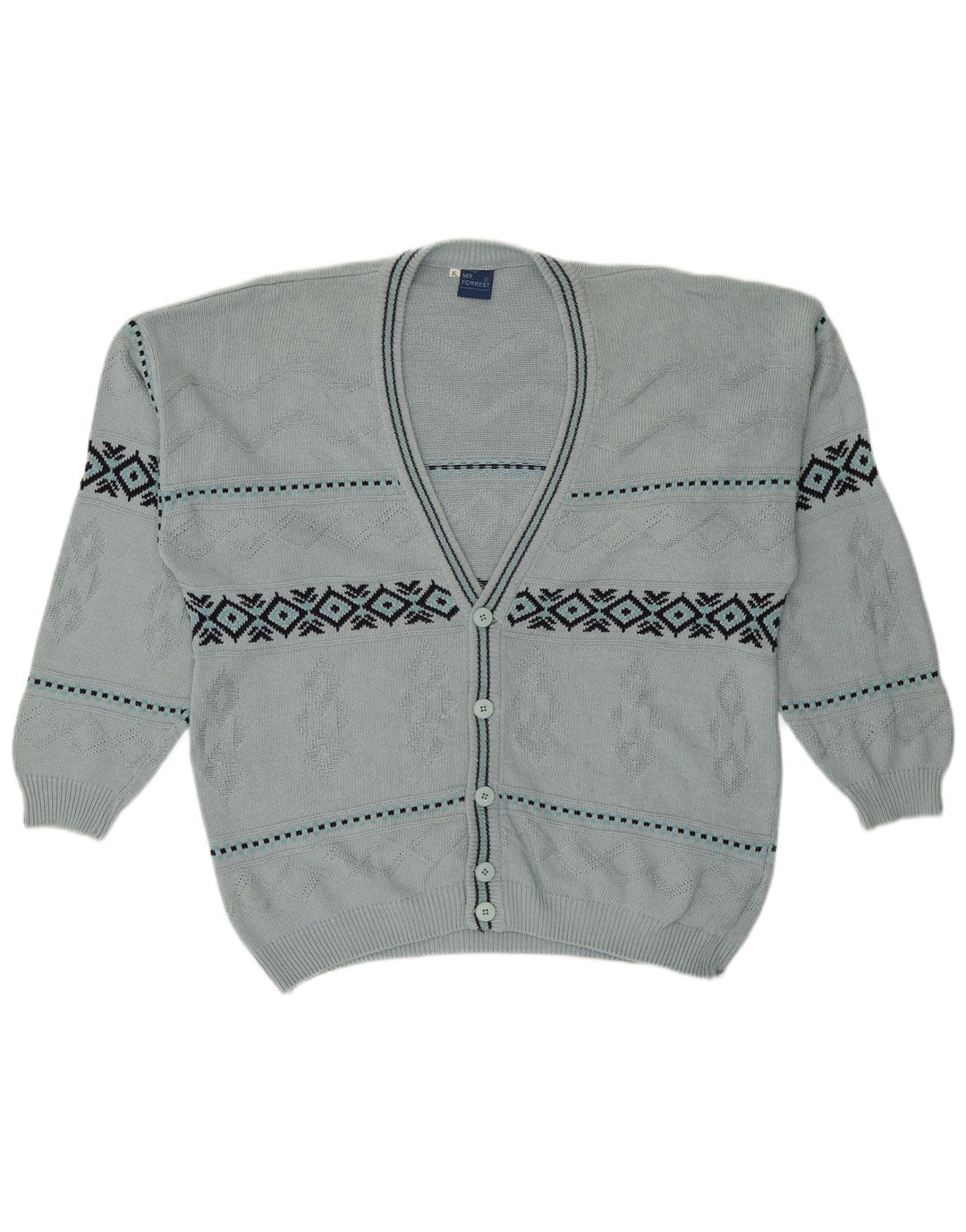 Mr. Forrest Suéter tipo cárdigan para hombre XL Algodón geométrico azul