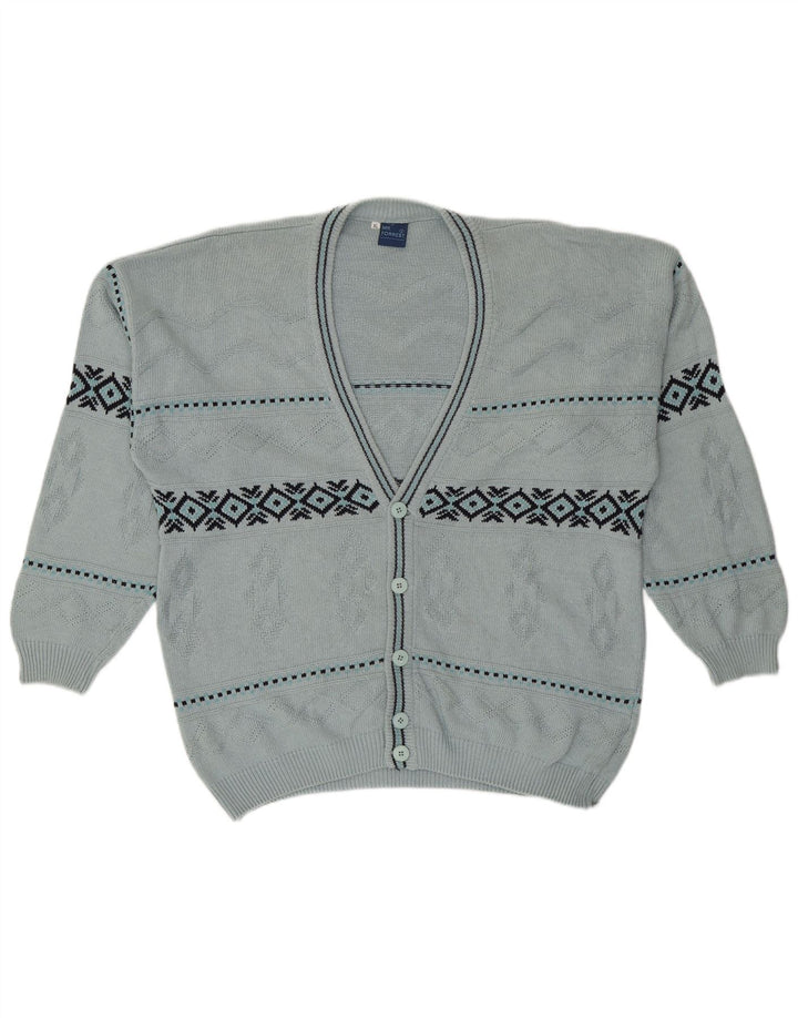 Mr. Forrest Suéter tipo cárdigan para hombre XL Algodón geométrico azul