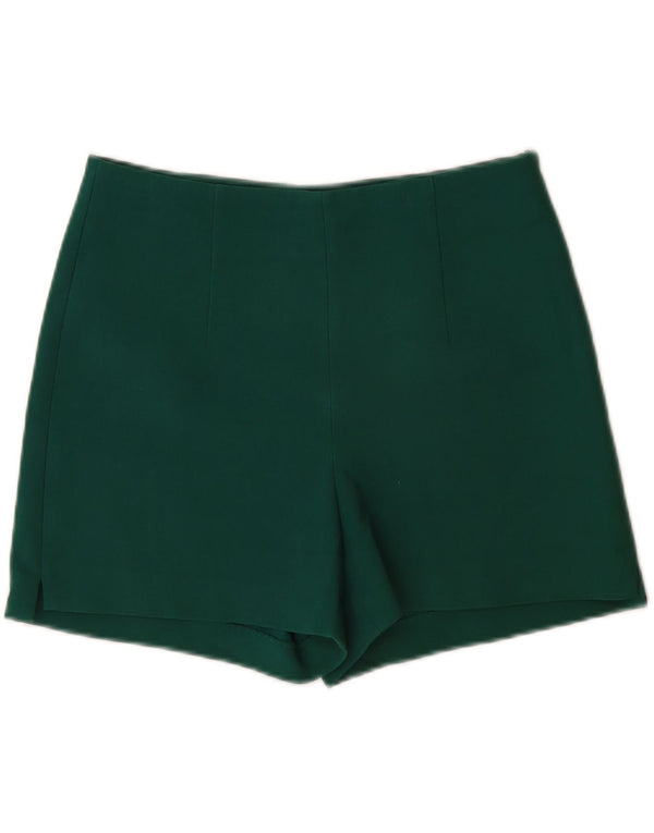 Zara Mujer Shorts Casuales De Talle Alto Medio W28 Poliéster Verde