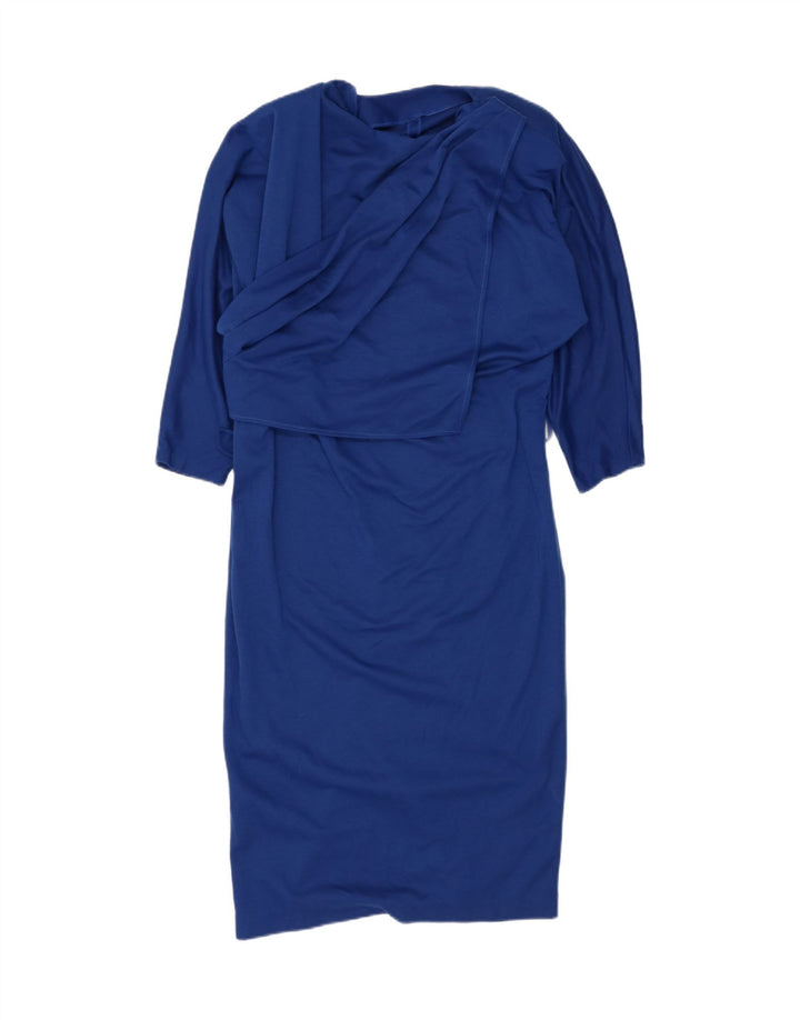 VINTAGE Womens Long Sleeve Maxi Dress EU 48 2XL Blue Polyester Vintage Vintage and Second-Hand Vintage from Messina Hembry 