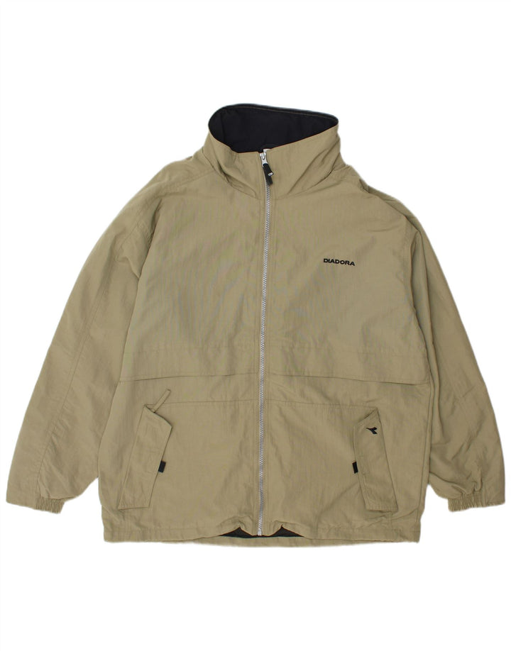 Diadora Chaqueta impermeable con capucha para hombre ES 38 Medium Caqui Poliamida