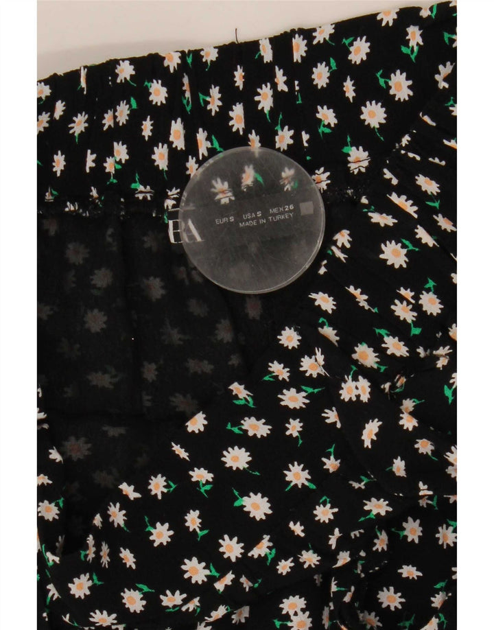 Zara Mujer Falda Pantalón Reino Unido 10 Pequeño Negro Floral
