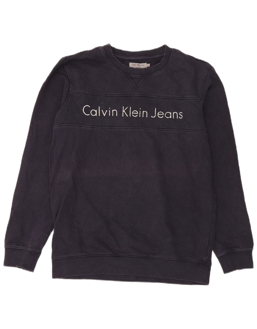 Calvin Klein Jeans Mens Graphic Sudadera Jumper Grande Azul Marino