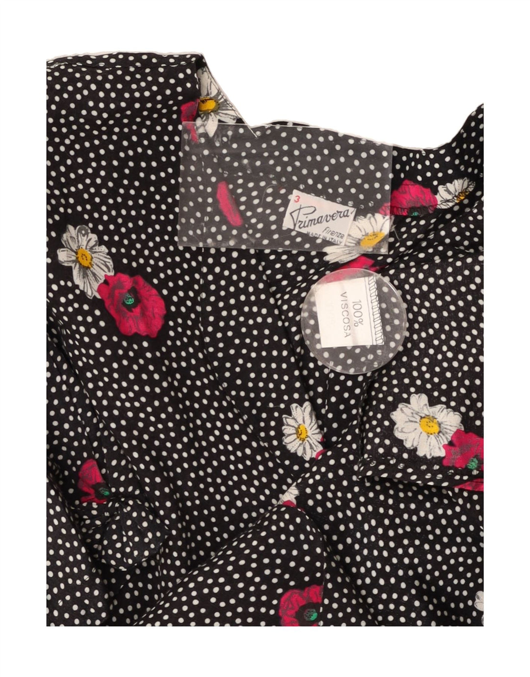 PRIMAVERA FIRENZE Womens Oversized Shirt Blouse UK 14 Medium Black Floral Vintage Primavera Firenze and Second-Hand Primavera Firenze from Messina Hembry 