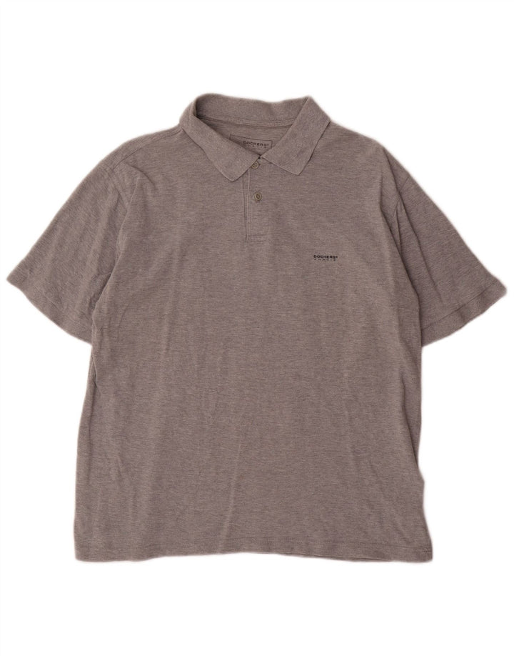 DOCKERS Polo Caqui Para Hombre Algodón Moteado Gris Medio