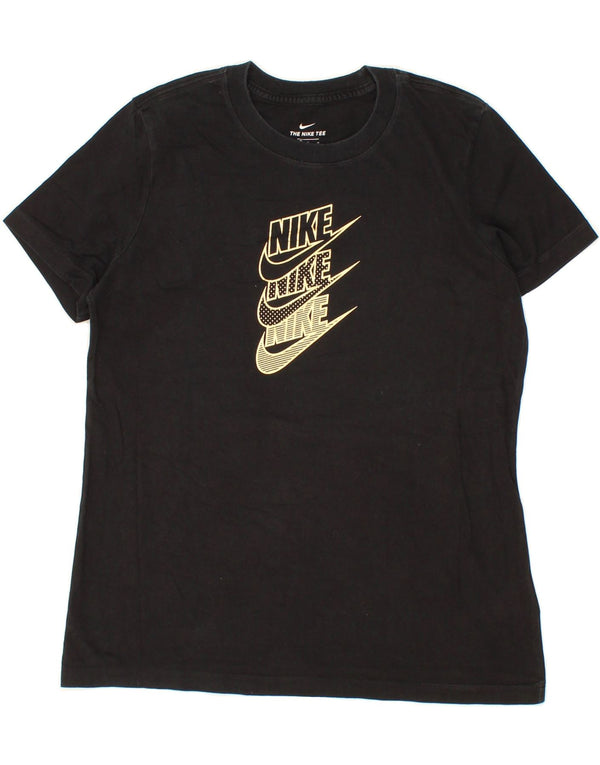 NIKE Womens Graphic T-Shirt Top UK 14 Medium Black Cotton