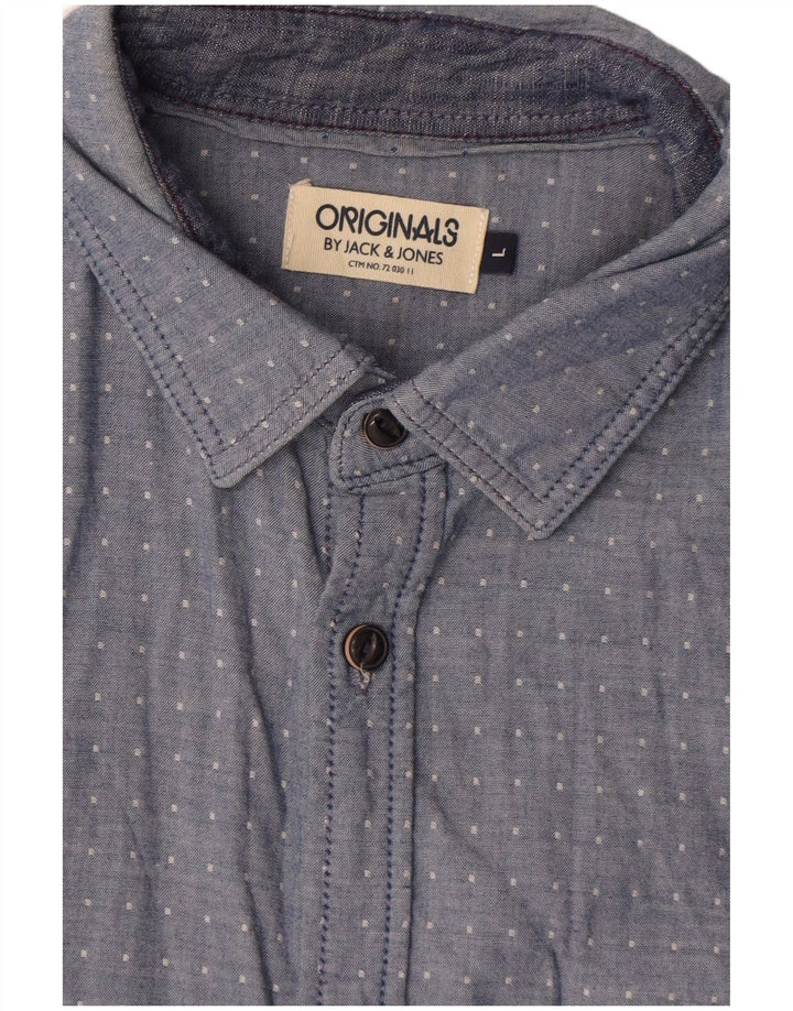 Camisa Jack & Jones Hombre Large Algodón Moteado Azul
