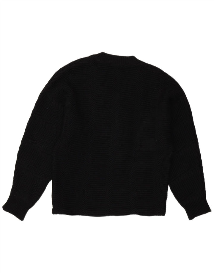 Vintage hombres V-cuello jumper suéter grande negro