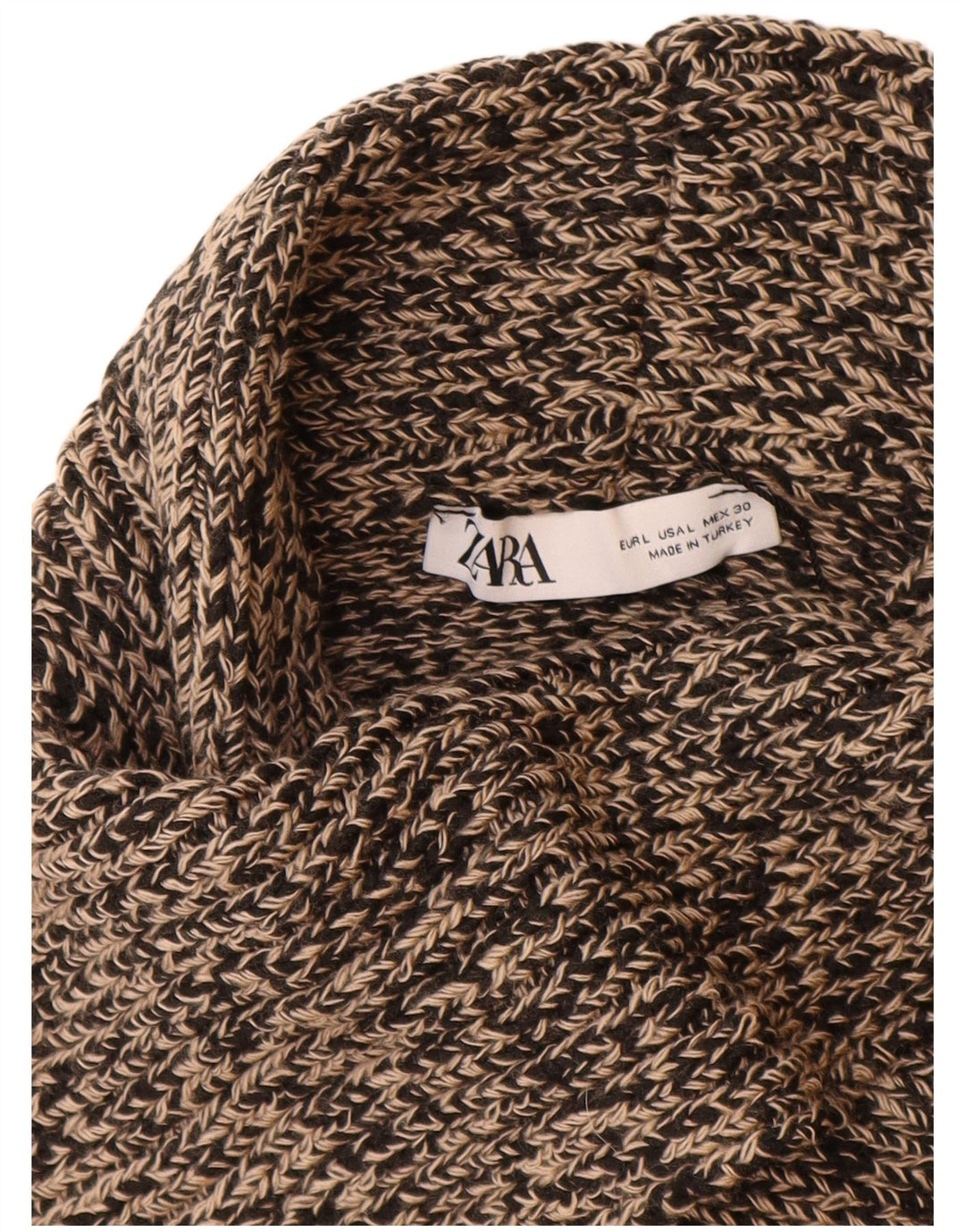 ZARA Suéter tipo jersey con cuello alto para mujer UK 46 Large Acrílico moteado beige