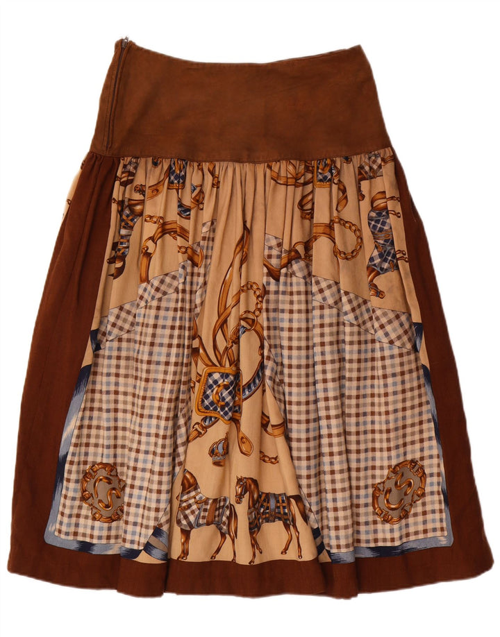 Cristina Santandrea Falda Acampanada con Patrón Abstracto para Mujer Mediana W28 Marrón
