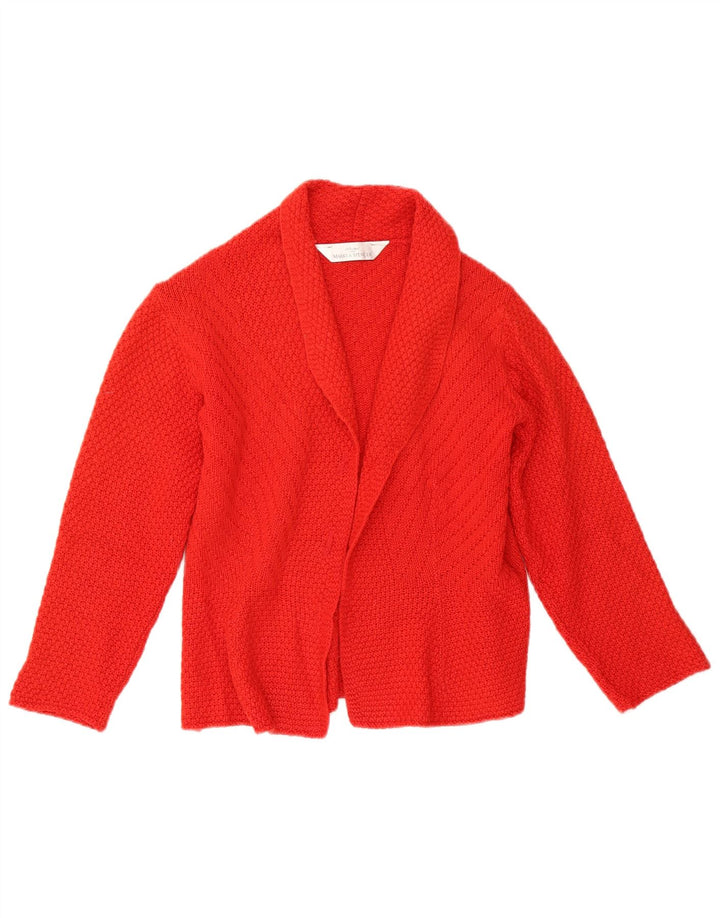 Marks & Spencer Suéter tipo cárdigan abierto para mujer UK 10 Small Red Wool