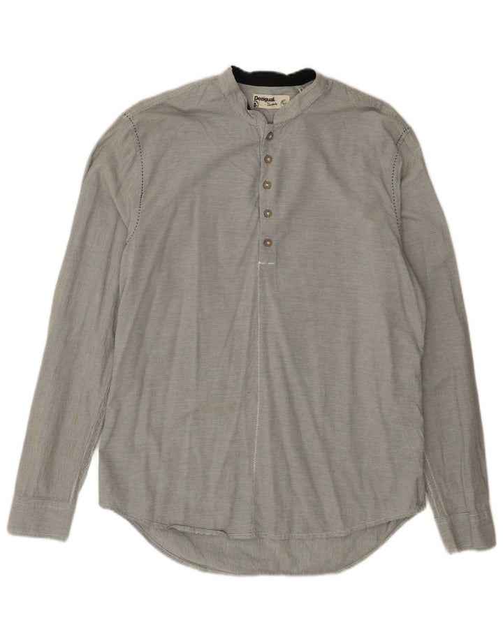 Desigual Hombre Regular Fit Jersey Camisa XL Algodón Gris Rayas Pintadas