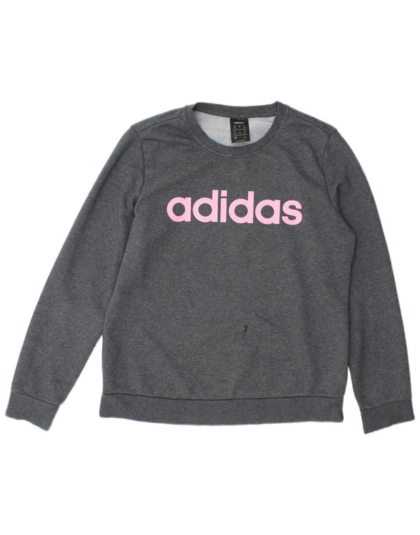 Adidas Mujer Graphic Sudadera Jumper Reino Unido 12/14 Algodón Gris Medio