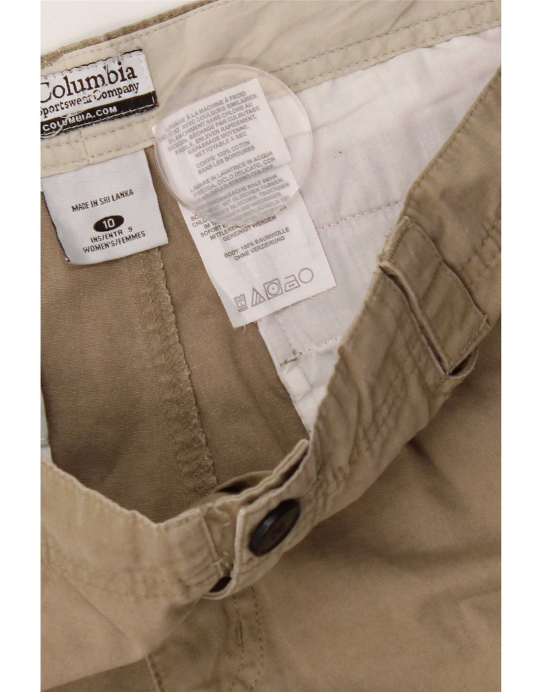 Columbia Pantalones cortos cargo para mujer US 10 Large W32 Algodón caqui