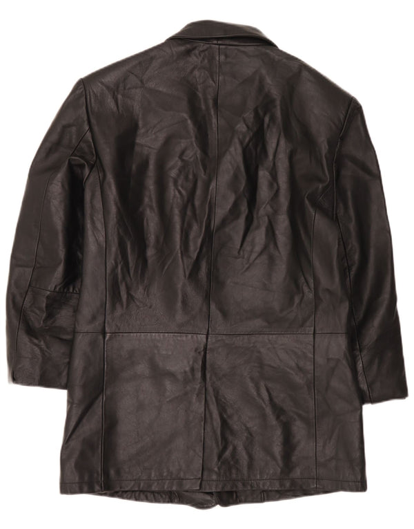 Vintage hombres 3 botones cuero Blazer chaqueta IT 52 XL cuero negro
