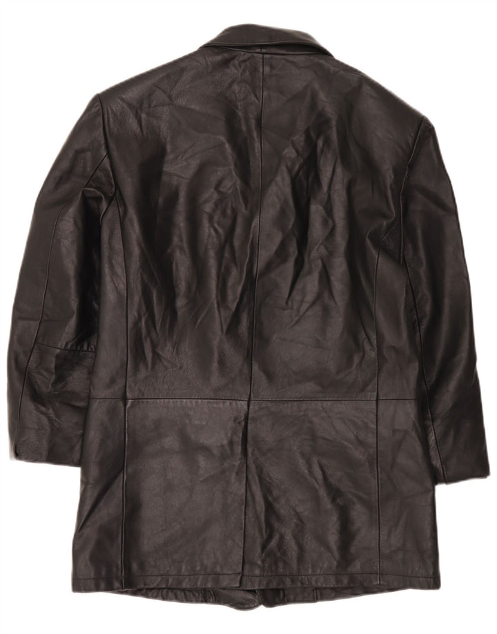 Vintage hombres 3 botones cuero Blazer chaqueta IT 52 XL cuero negro