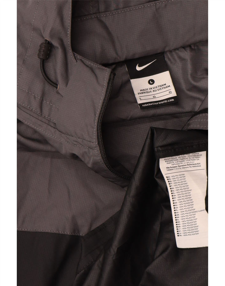 Nike Chaqueta impermeable con capucha para hombre UK 40 Large Negro Colorblock Poliéster